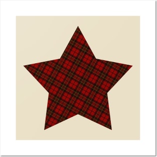 Cool Red Christmas tartan Star Posters and Art